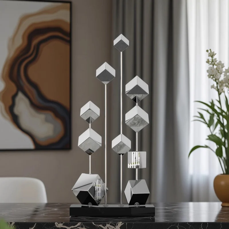 Stainless steel water cube combination sculpture, creative shaped villa, hotel, office, entrance hall, home, store decoration
Stainless steel water cube combination sculpture, creative shaped villa, hotel, office, entrance hall, home, store decoration