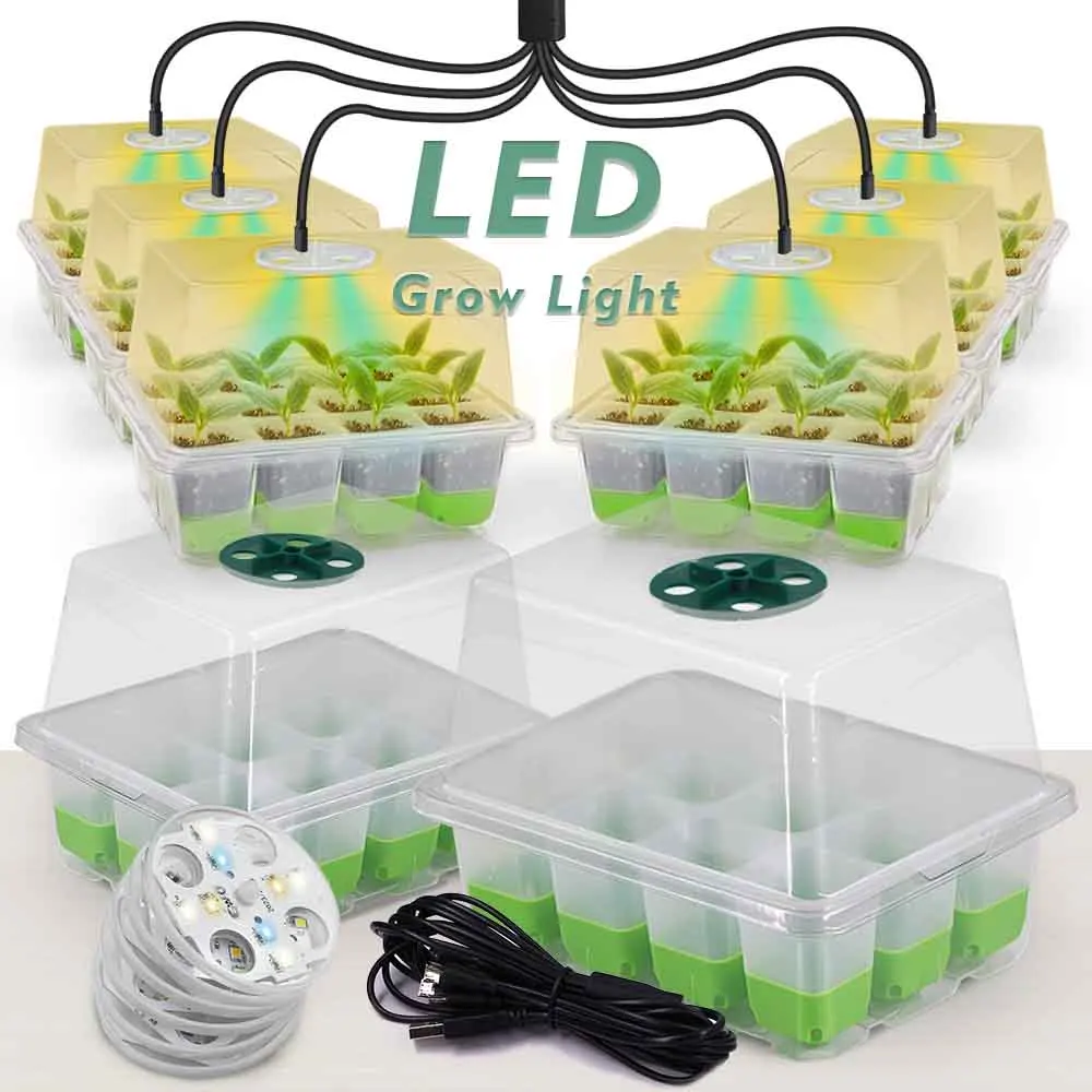 LED Grow Light Seedling Starter Tray Kit with Transparent Cover Indoor Garden Greenhouse Flower Plants Nursery Germination Box
LED Grow Light Seedling Starter Tray Kit with Transparent Cover Indoor Garden Greenhouse Flower Plants Nursery Germination Box