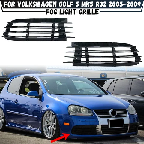 For Volkswagen VW Golf 5 MK5 R32 2005 2006 2007 2008 2009 Front Bumper Lower Grill Fog Light Grille Cover Car Accessories