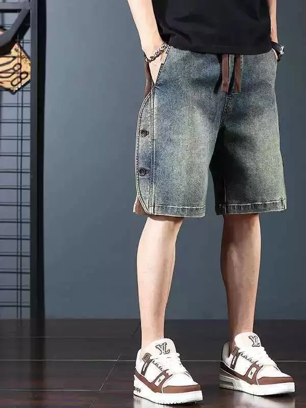 Retro American Denim orts for Men Trendy Patchwork Color Colion Loose Match Five-Quarter Casual Mid-Pants Thin
Retro American Denim orts for Men Trendy Patchwork Color Colion Loose Match Five-Quarter Casual Mid-Pants Thin