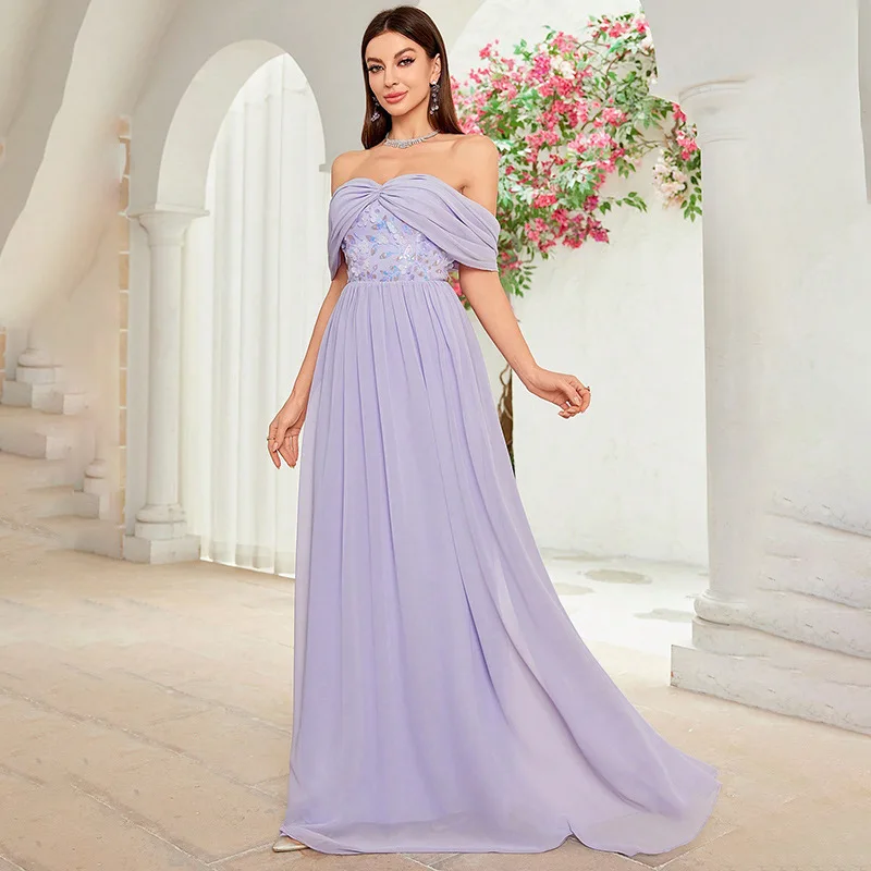 2026 New Light Purple Off Shoulder Grey Purple Floral Long Prom Dress Bridesmaid Wedding Guest Long Dress For Wedding Party
2026 New Light Purple Off Shoulder Grey Purple Floral Long Prom Dress Bridesmaid Wedding Guest Long Dress For Wedding Party