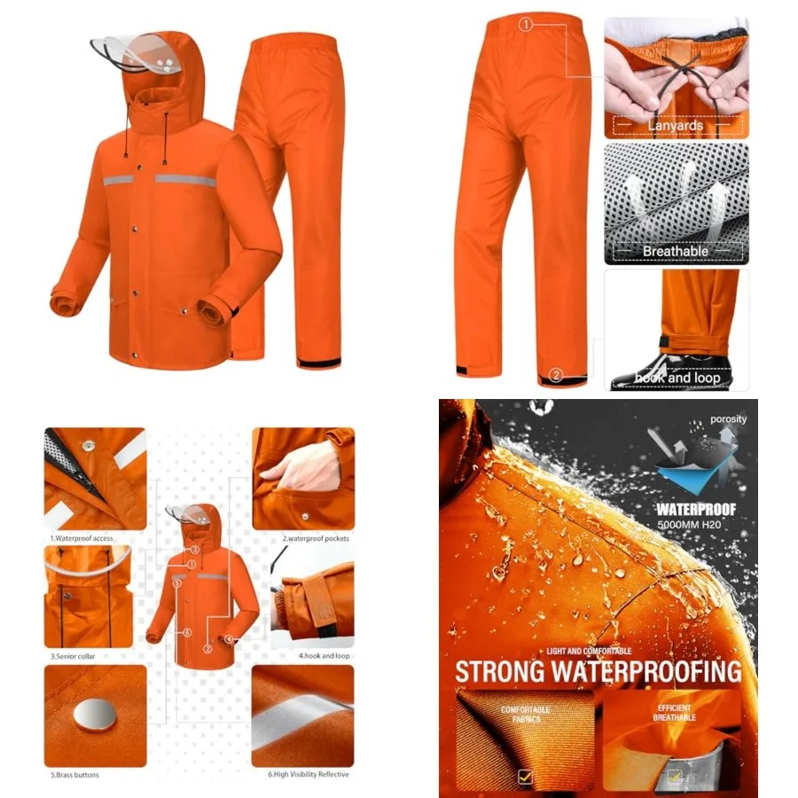 iCreek Rain Suit Waterproof Jacket and Pants Hi Vis Raincoat for Men and Women Reflective Outdoor for All-Sport Work
iCreek Rain Suit Waterproof Jacket and Pants Hi Vis Raincoat for Men and Women Reflective Outdoor for All-Sport Work