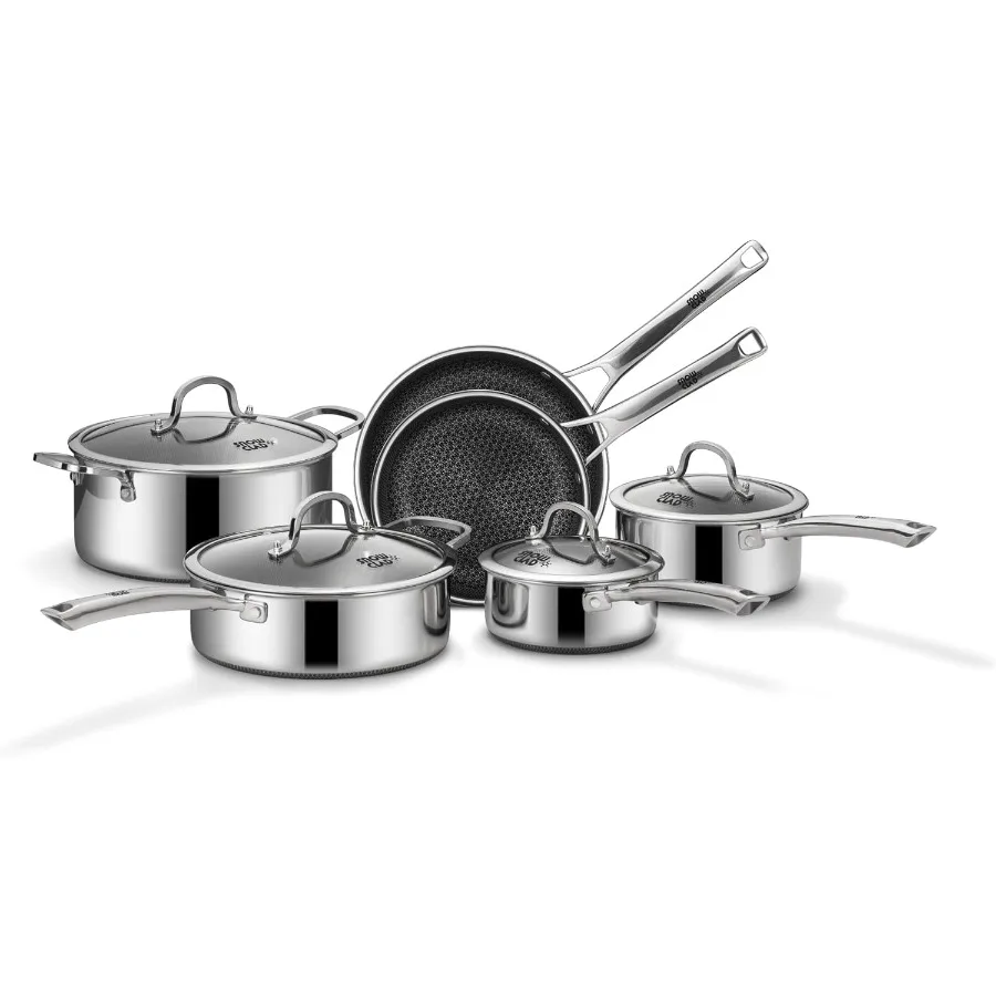 10Piece NonStick Hybrid Stainless Steel Cookware Set for Home Kitchen Use Includes NonStick Frying Pans Saucepans Saute Pan and
10Piece NonStick Hybrid Stainless Steel Cookware Set for Home Kitchen Use Includes NonStick Frying Pans Saucepans Saute Pan and