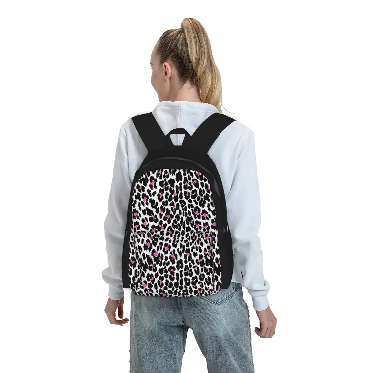 Pink Leopard Print White Animal Print Backpack Student BookBag Children School Bag Laptop Shoulder Bags for Men Women
Pink Leopard Print White Animal Print Backpack Student BookBag Children School Bag Laptop Shoulder Bags for Men Women