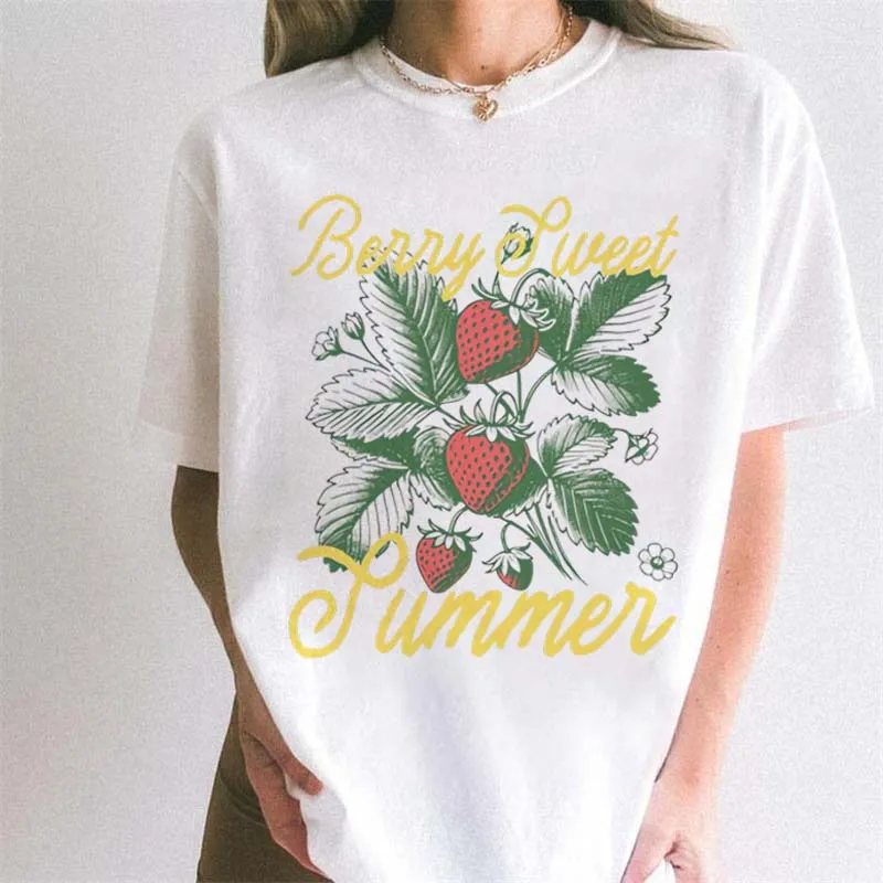 Berry Sweet Summer Strawberry Women's T-Shirt Trendy Street Cute Print Graphic Short Sleeve O-Neck Cartoon 90s T-Shirt Top
Berry Sweet Summer Strawberry Women's T-Shirt Trendy Street Cute Print Graphic Short Sleeve O-Neck Cartoon 90s T-Shirt Top
