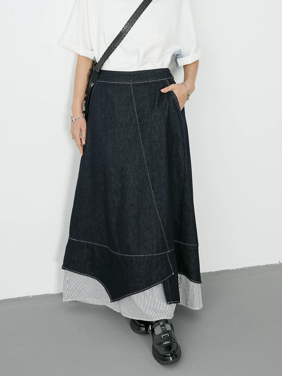 Inkday Japanese Style Light Retro Striped Patchwork Denim Half Skirt Women's Elastic Sea Casual Versatile Layered A-Li...
Inkday Japanese Style Light Retro Striped Patchwork Denim Half Skirt Women's Elastic Sea Casual Versatile Layered A-Li...
