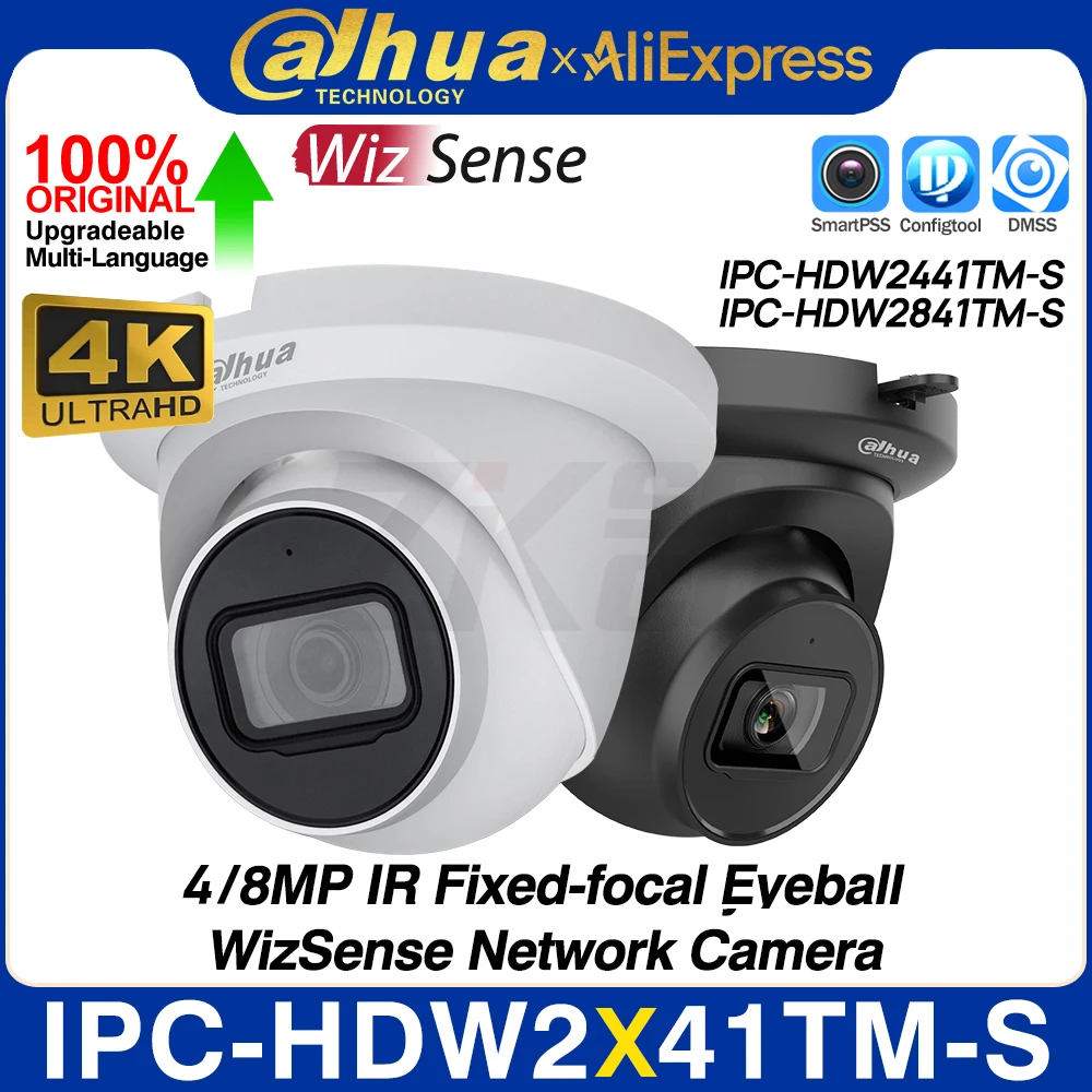 Dahua Original 4MP IPC-HDW2441TM-S 8MP 4K IPC-HDW2841TM-S WizSense POE Network IP Camera IR 30M MIC SD Slot SMD Plus IVS H.265
Dahua Original 4MP IPC-HDW2441TM-S 8MP 4K IPC-HDW2841TM-S WizSense POE Network IP Camera IR 30M MIC SD Slot SMD Plus IVS H.265