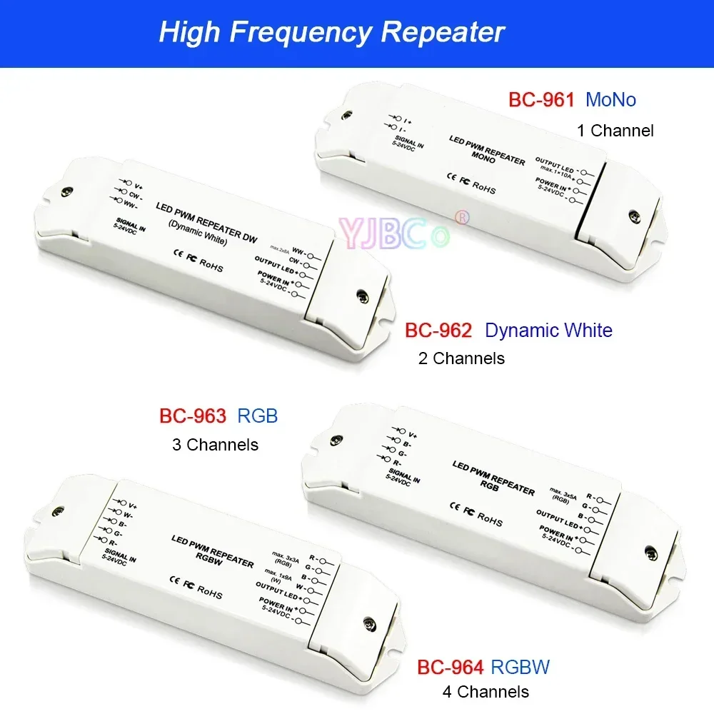 5V-24V 12V 1~4 Channel PWM High Frequency Power Repeater Single color/CCT/RGB/RGBW LED Controller 3000V optoelectronic isolation
5V-24V 12V 1~4 Channel PWM High Frequency Power Repeater Single color/CCT/RGB/RGBW LED Controller 3000V optoelectronic isolation