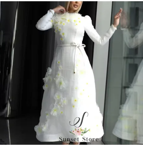 Customized Organza A-Line Flowers Evening Dress Graceful Floor Length Long Sleeves vestidos para mujer
Customized Organza A-Line Flowers Evening Dress Graceful Floor Length Long Sleeves vestidos para mujer