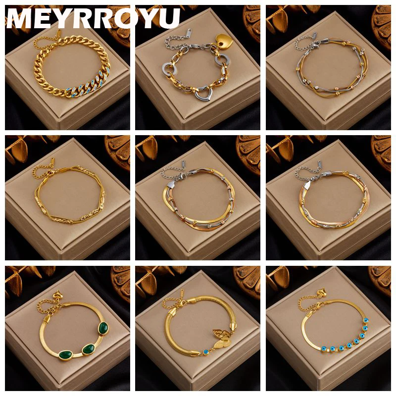 MEYRROYU 316 Stainless Steel Green Stone Heart Multilayer Charm Beads Bracelet for Women Party Jewelry pulseras mujer Bijoux
MEYRROYU 316 Stainless Steel Green Stone Heart Multilayer Charm Beads Bracelet for Women Party Jewelry pulseras mujer Bijoux