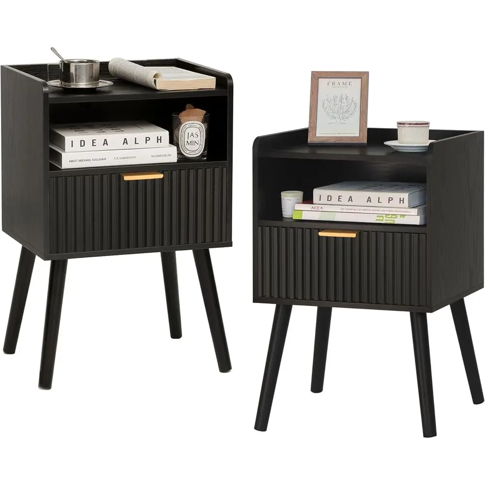 Black luted Nightstand Set o 2, ern Bede Table Set o 2 with Storage Ders, Small Nightstand Bed Side Table with Solid Wood or Liv
Black luted Nightstand Set o 2, ern Bede Table Set o 2 with Storage Ders, Small Nightstand Bed Side Table with Solid Wood or Liv