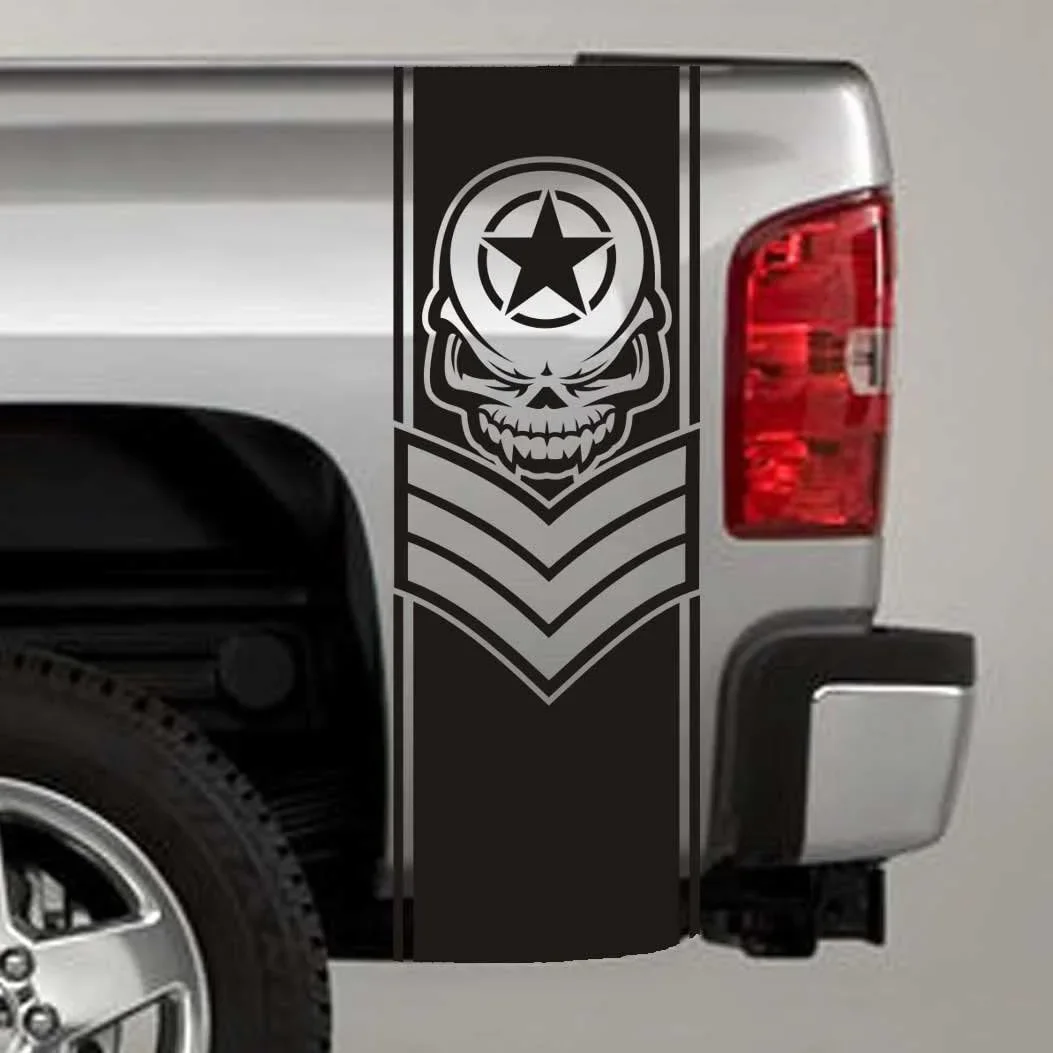 For Truck Bed Stripe Decal - Chevron Army Star Skull Universal Fit Matte Black Sticker Pair Left and Right
For Truck Bed Stripe Decal - Chevron Army Star Skull Universal Fit Matte Black Sticker Pair Left and Right