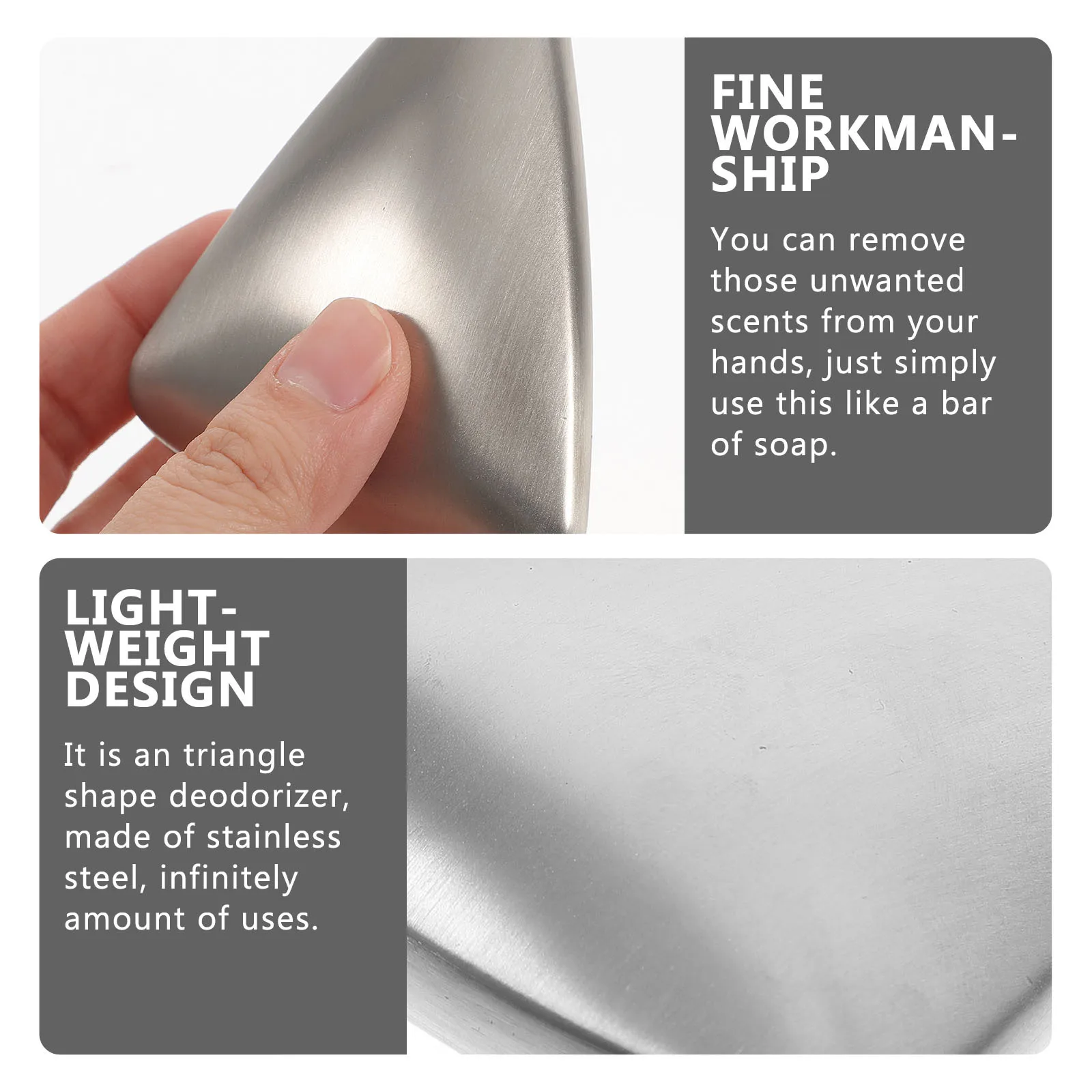 Stainless Steel Odor Remover Soap Bar For Hands Kitchen Fridge Food Smell Triangle Shape Hand Soap
Stainless Steel Odor Remover Soap Bar For Hands Kitchen Fridge Food Smell Triangle Shape Hand Soap