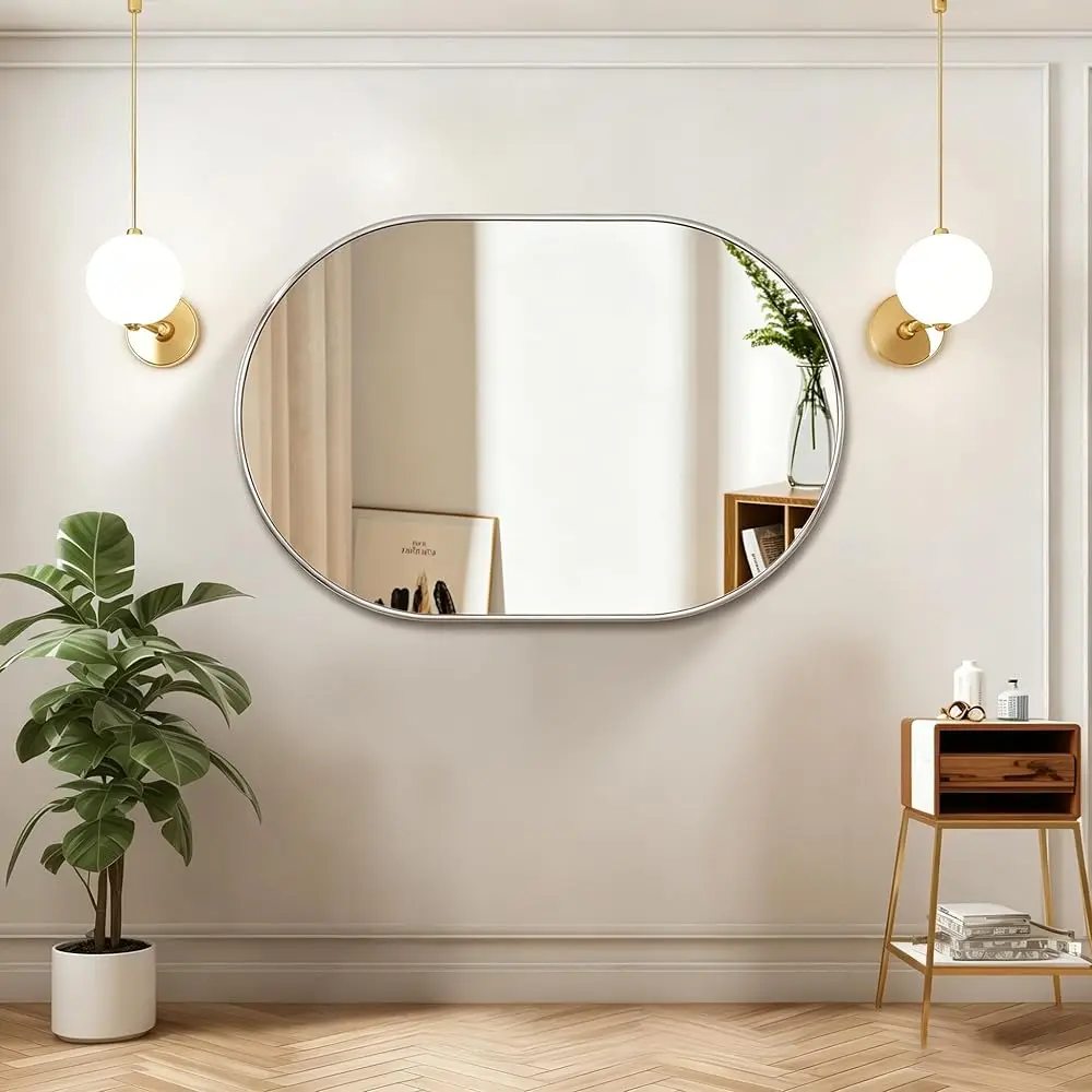 Oval Wall Mounted Mirror, 20\x30\ Mirror with Aluminum Alloy Frame, Black Oval Mirror for Bathroom, Bedroom, Living Room,Silver
Oval Wall Mounted Mirror, 20\x30\ Mirror with Aluminum Alloy Frame, Black Oval Mirror for Bathroom, Bedroom, Living Room,Silver