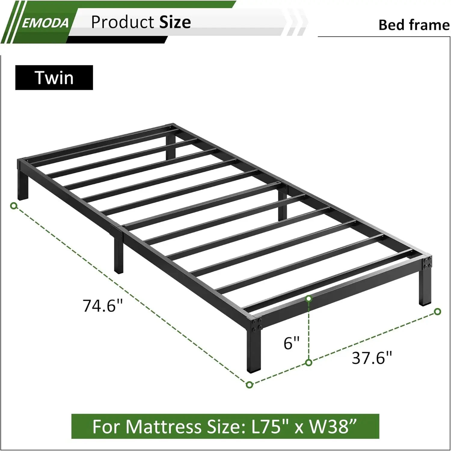 6 H Twin Bed Frames No Box Spring Ned, Heavy Duty Metal Twin Platform Bed Frame, Noise Free, Easy Assembly, Bla
6 H Twin Bed Frames No Box Spring Ned, Heavy Duty Metal Twin Platform Bed Frame, Noise Free, Easy Assembly, Bla