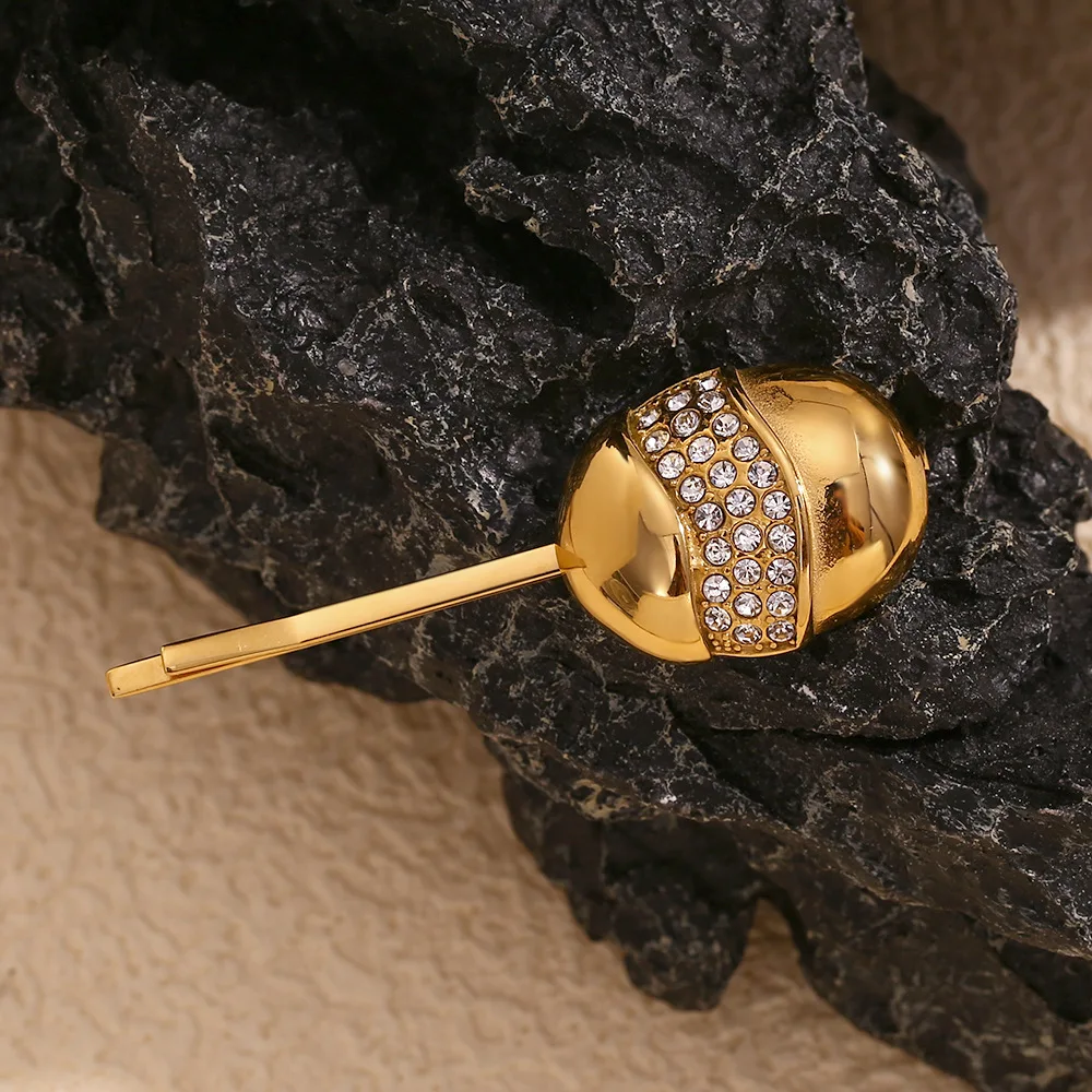 Niche Design Creative Hair Accessories Geometric 6CM Eggshell Shape In The Middle Rhinestones Encrusted Stainless Steel Hairpin
Niche Design Creative Hair Accessories Geometric 6CM Eggshell Shape In The Middle Rhinestones Encrusted Stainless Steel Hairpin