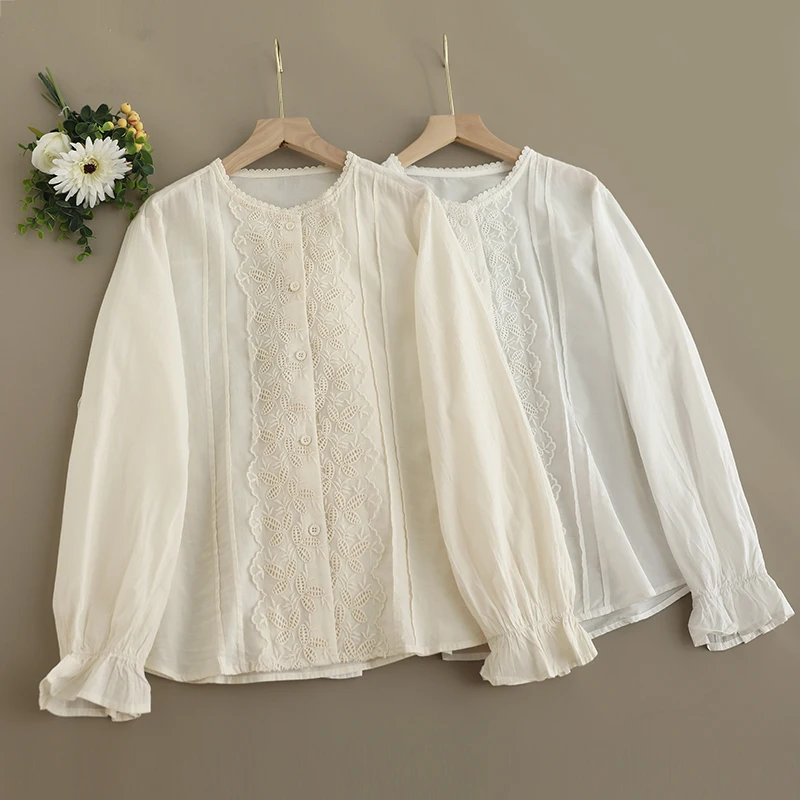 Spring New Japanese Sweet Mori Girl Embroidery Cotton Shirts Women Solid Color O-Neck Long Sleeve Casual Loose Blouse Tops
Spring New Japanese Sweet Mori Girl Embroidery Cotton Shirts Women Solid Color O-Neck Long Sleeve Casual Loose Blouse Tops