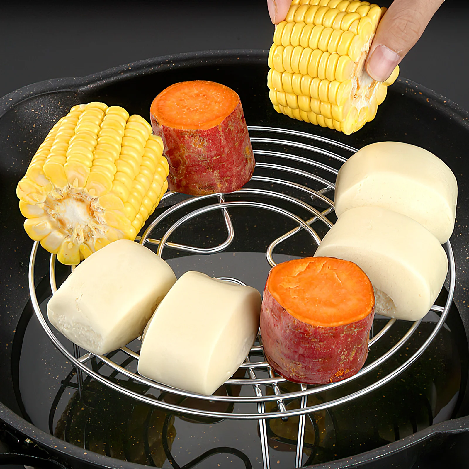 Steamer Rack Stainless Steel Round Hollow Wire High Leg Cooling Rack for Baking Cooking Air Fryer Cooker Kitchen Tool 
Steamer Rack Stainless Steel Round Hollow Wire High Leg Cooling Rack for Baking Cooking Air Fryer Cooker Kitchen Tool