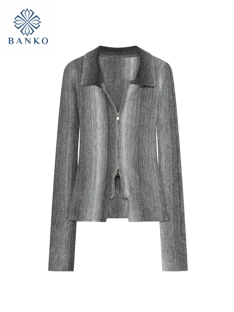 Women Basic Cardigan Turn-Down Collar Grey Sweater Autumn Winter Long Sleeve Zipper Design Knitted Fashion Pullover Streetwear
Women Basic Cardigan Turn-Down Collar Grey Sweater Autumn Winter Long Sleeve Zipper Design Knitted Fashion Pullover Streetwear