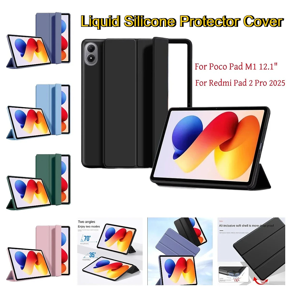 For MI Poco Pad M1 Redmi Pad 2 Pro 12.1 Inch 2025 Smart Magnetic Tablet Cases Skin Feel PU Stand Official Liquid Silicone Cover
For MI Poco Pad M1 Redmi Pad 2 Pro 12.1 Inch 2025 Smart Magnetic Tablet Cases Skin Feel PU Stand Official Liquid Silicone Cover