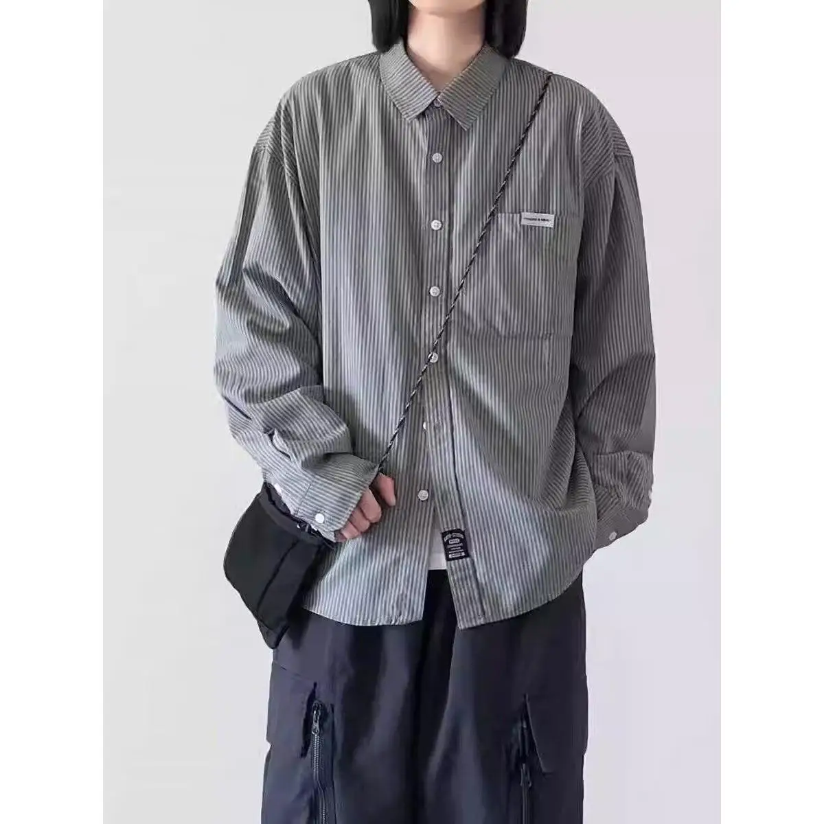 Blue Striped Long Sleeve Casual Shirt Men's BF Style Loose Fit Autumn Outerwear Youth Trend Spring Listing No Brand
Blue Striped Long Sleeve Casual Shirt Men's BF Style Loose Fit Autumn Outerwear Youth Trend Spring Listing No Brand