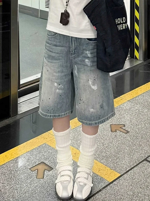 American Retro High Waist Distressed Denim Shorts Women Summer Straight Leg Loose Slim Wide Leg Five Shorts Casual Jeans
American Retro High Waist Distressed Denim Shorts Women Summer Straight Leg Loose Slim Wide Leg Five Shorts Casual Jeans