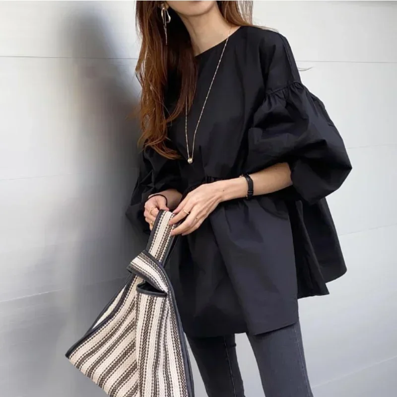 Komiyama Patchwork Ruffles Hem Blusas Mujer Lantern Sleeve Shirts Blouses Loose O-neck Shirt Tops Spring Spring Camisas
Komiyama Patchwork Ruffles Hem Blusas Mujer Lantern Sleeve Shirts Blouses Loose O-neck Shirt Tops Spring Spring Camisas