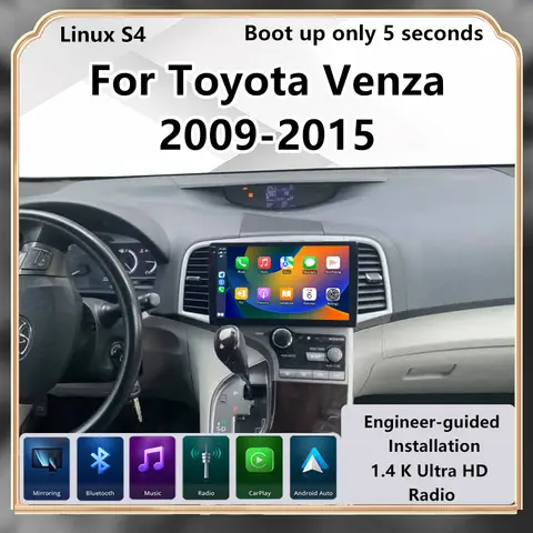 Radio z bezprzewodowym CarPlay do Toyota Venza 2009-2015, odtwarzacz multimedialny, modyfikacja ekranu dotykowego, Android Auto, Car Play