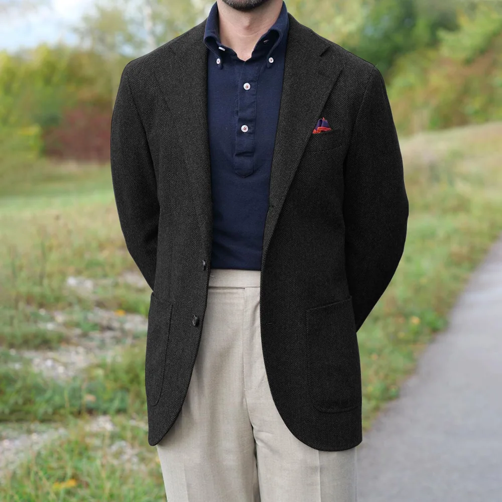 Винтажные мужские пиджаки из ткани «ёлочка» в деловом стиле, повседневные куртки для мужчин, однобортные костюмы
Винтажные мужские пиджаки из ткани «ёлочка» в деловом стиле, повседневные куртки для мужчин, однобортные костюмы