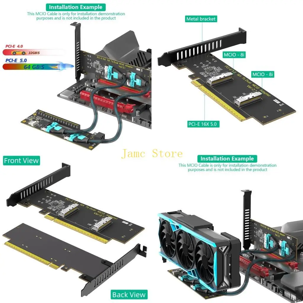 LX0B High Performances MCIOs to PCIe 5.0 X16 Adapters with Double Port and Gold Plated Contacts for Stability
LX0B High Performances MCIOs to PCIe 5.0 X16 Adapters with Double Port and Gold Plated Contacts for Stability