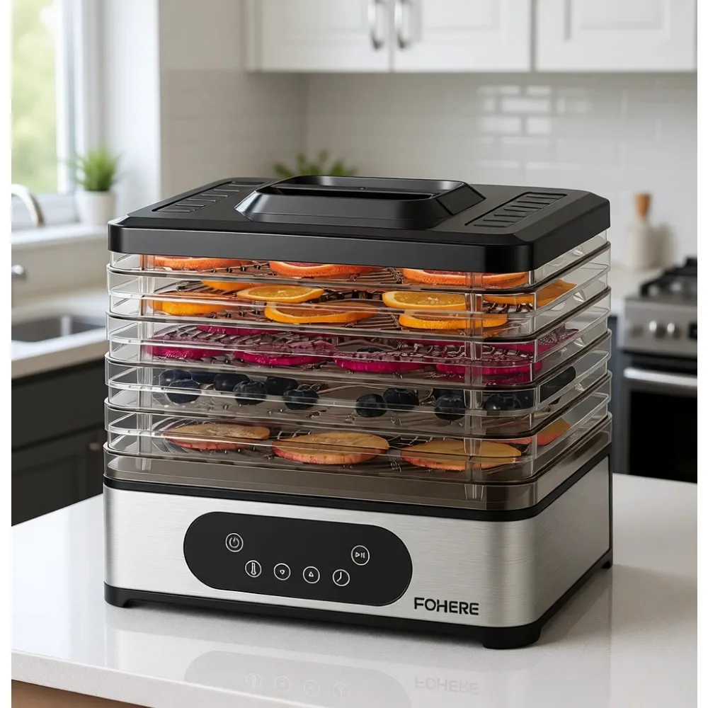 5 Tray Food Dehydrator with 48H Timer Adjustable Temperature 95 to 158F 400W Stackable Trays for Jerky Fruit Herbs Meat
5 Tray Food Dehydrator with 48H Timer Adjustable Temperature 95 to 158F 400W Stackable Trays for Jerky Fruit Herbs Meat