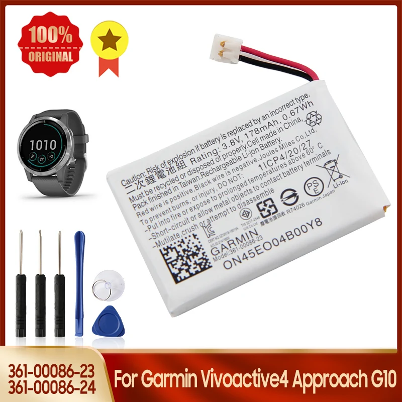 Replacement Battery 361-00086-24 361-00086-23 For Garmin Vivoactive4 Approach G10 178mAh High Quality Batteries With Tool
Replacement Battery 361-00086-24 361-00086-23 For Garmin Vivoactive4 Approach G10 178mAh High Quality Batteries With Tool
