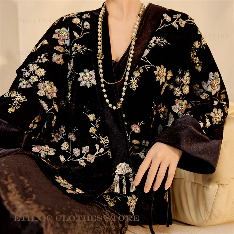 Новое кимоно в китайском стиле, кардиган юката хаори, роскошная куртка ханьфу с вышивкой и блестками, топы, традиционный костюм, бархатное пальто
Новое кимоно в китайском стиле, кардиган юката хаори, роскошная куртка ханьфу с вышивкой и блестками, топы, традиционный костюм, бархатное пальто