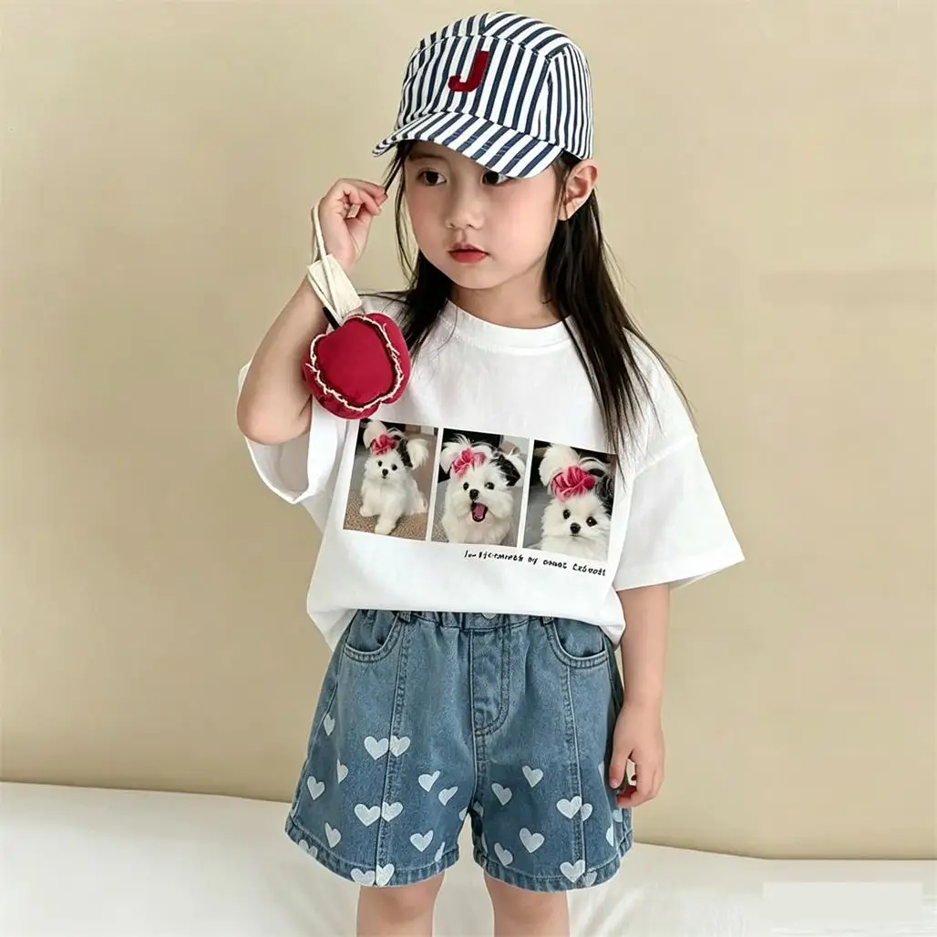 Girls White T Shirt Little Dog Print Short Sleeve Summer Clothes Simple All-match Bottoming Shirt Toddler Lovely Crewneck Tees
Girls White T Shirt Little Dog Print Short Sleeve Summer Clothes Simple All-match Bottoming Shirt Toddler Lovely Crewneck Tees
