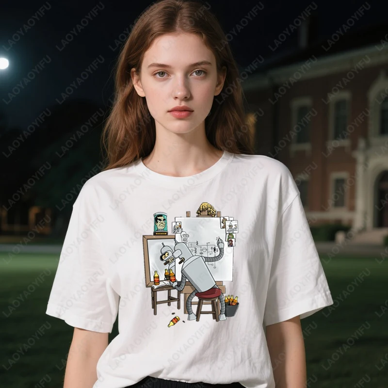Retro Futuramas Bender Art Painting TShirt Men Women Cotton Short Sleeve Crewneck Summer Tops Summer Fashion Unisex Tees Gift
Retro Futuramas Bender Art Painting TShirt Men Women Cotton Short Sleeve Crewneck Summer Tops Summer Fashion Unisex Tees Gift