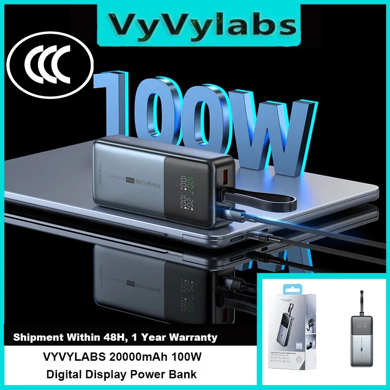 VYVYLABS 20000 мАч CCC Power Bank 100 Вт цифровой дисплей быстрая зарядка Powerbank портативный внешний аккумулятор с кабелем для iPhone 17
VYVYLABS 20000 мАч CCC Power Bank 100 Вт цифровой дисплей быстрая зарядка Powerbank портативный внешний аккумулятор с кабелем для iPhone 17