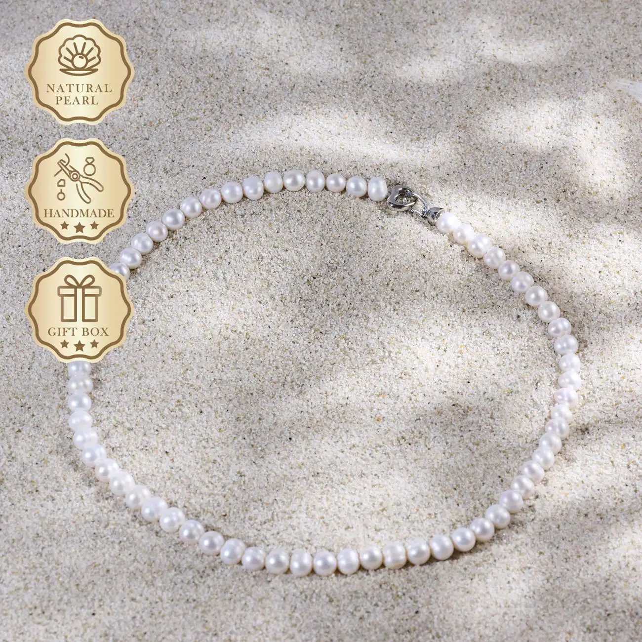 MYSOYA White Freshwater Pearl Necklace 8–9mm with Silver Heart Clasp, Gift Box, Ideal Birthday & Anniversary Gift
MYSOYA White Freshwater Pearl Necklace 8–9mm with Silver Heart Clasp, Gift Box, Ideal Birthday & Anniversary Gift