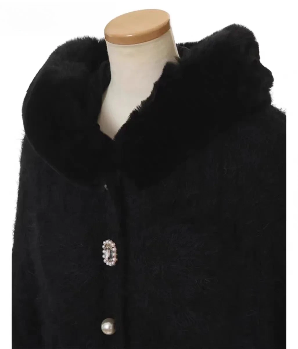 Versatile Sweet Cute Girls Furry Hooded Knitted Cape Japanese Style Winter Bow Single-Breasted Short Cropped Cardigan Coat
Versatile Sweet Cute Girls Furry Hooded Knitted Cape Japanese Style Winter Bow Single-Breasted Short Cropped Cardigan Coat