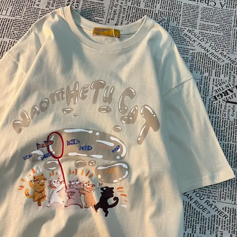 Men and Women Short Sleeved T-shirt Pure Cotton American Retro Fun Printed Round Neck Loose Couple Top Summer y2k clothing
Men and Women Short Sleeved T-shirt Pure Cotton American Retro Fun Printed Round Neck Loose Couple Top Summer y2k clothing
