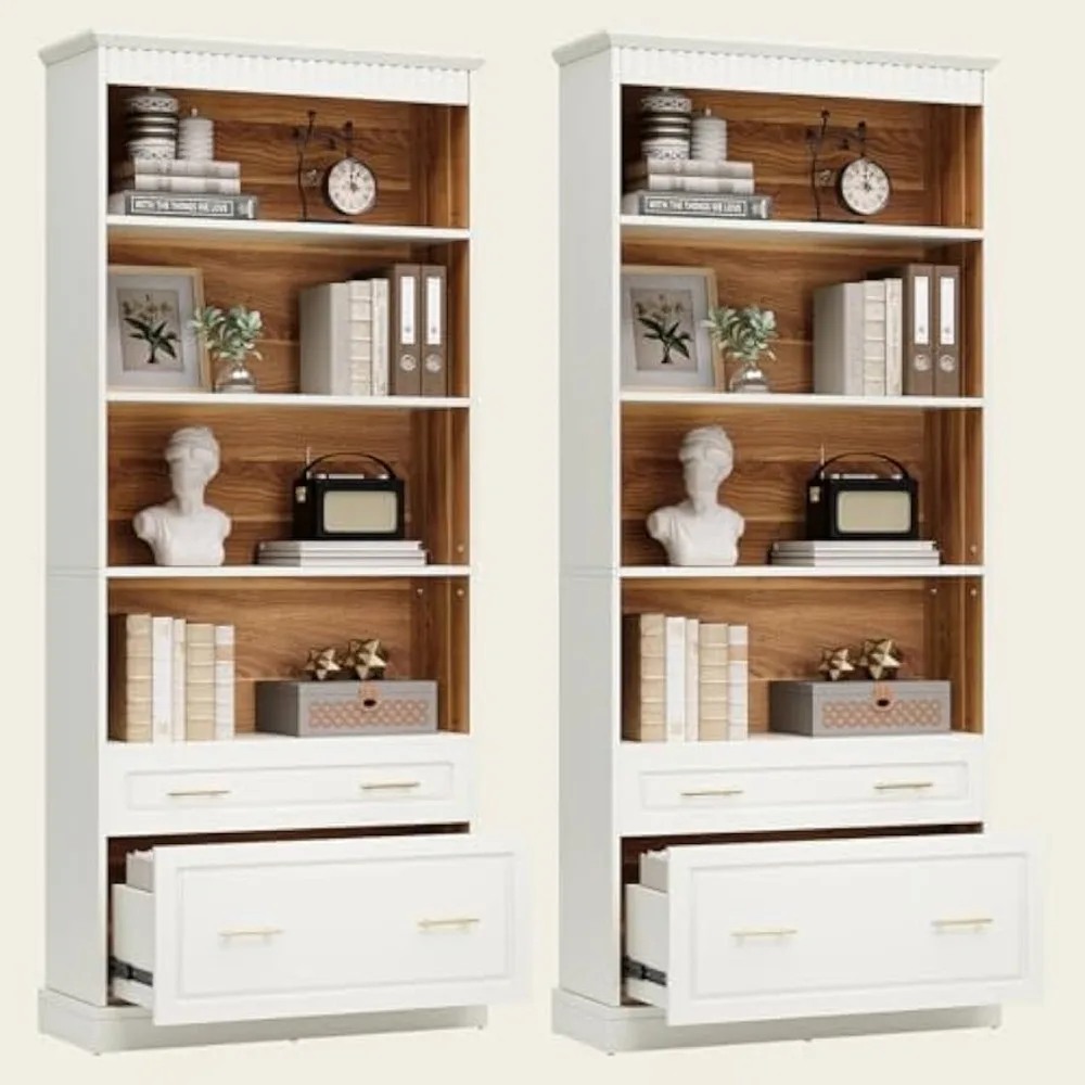 5-Shelf Bookcase with File Cabinet Drawer, 72" Tall Black Bookshelf, Modern Free-Standing Wood Bookcase,
5-Shelf Bookcase with File Cabinet Drawer, 72" Tall Black Bookshelf, Modern Free-Standing Wood Bookcase,