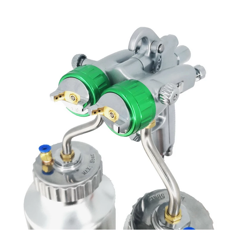 1.3MM Nano Chrome Double Nozzle Spray Gun With Two Inner Pressurized 1L Cans Double Head Pressure Feed Paint Spraying Equipment
1.3MM Nano Chrome Double Nozzle Spray Gun With Two Inner Pressurized 1L Cans Double Head Pressure Feed Paint Spraying Equipment