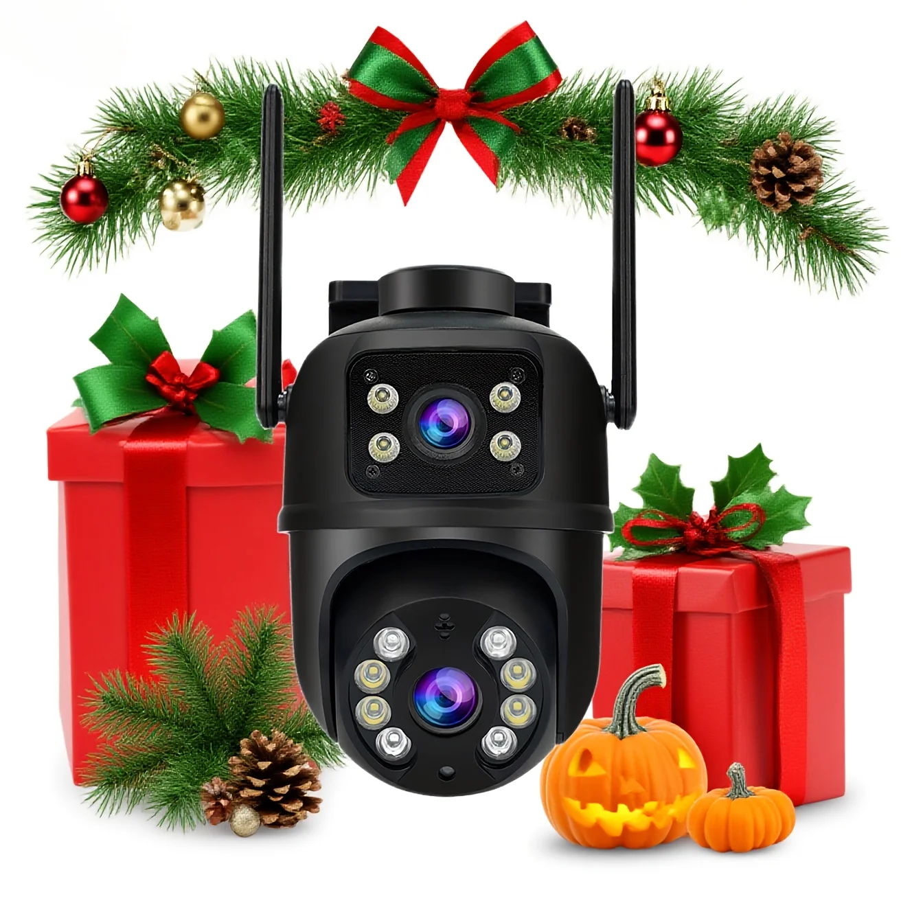 3MP Dual Lens PTZ WiFi Security Camera-IPX5 Waterproof Full Color Night Vision 2-Way Audio Motion Detection APP Control
3MP Dual Lens PTZ WiFi Security Camera-IPX5 Waterproof Full Color Night Vision 2-Way Audio Motion Detection APP Control