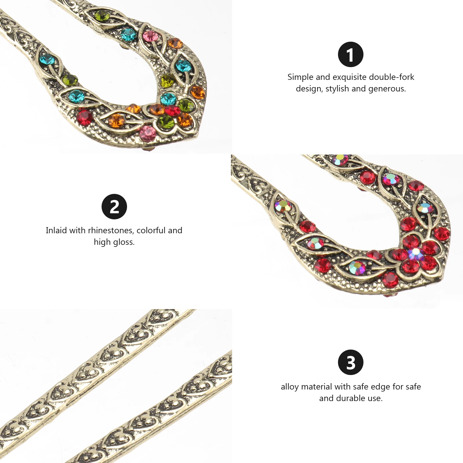 Creative Alloy Vintage Hair Dovetail Clip 2pcs Double Prong Rhinestone Crystal Hairpin Elegant Hair Stick For Women Celebration
Creative Alloy Vintage Hair Dovetail Clip 2pcs Double Prong Rhinestone Crystal Hairpin Elegant Hair Stick For Women Celebration