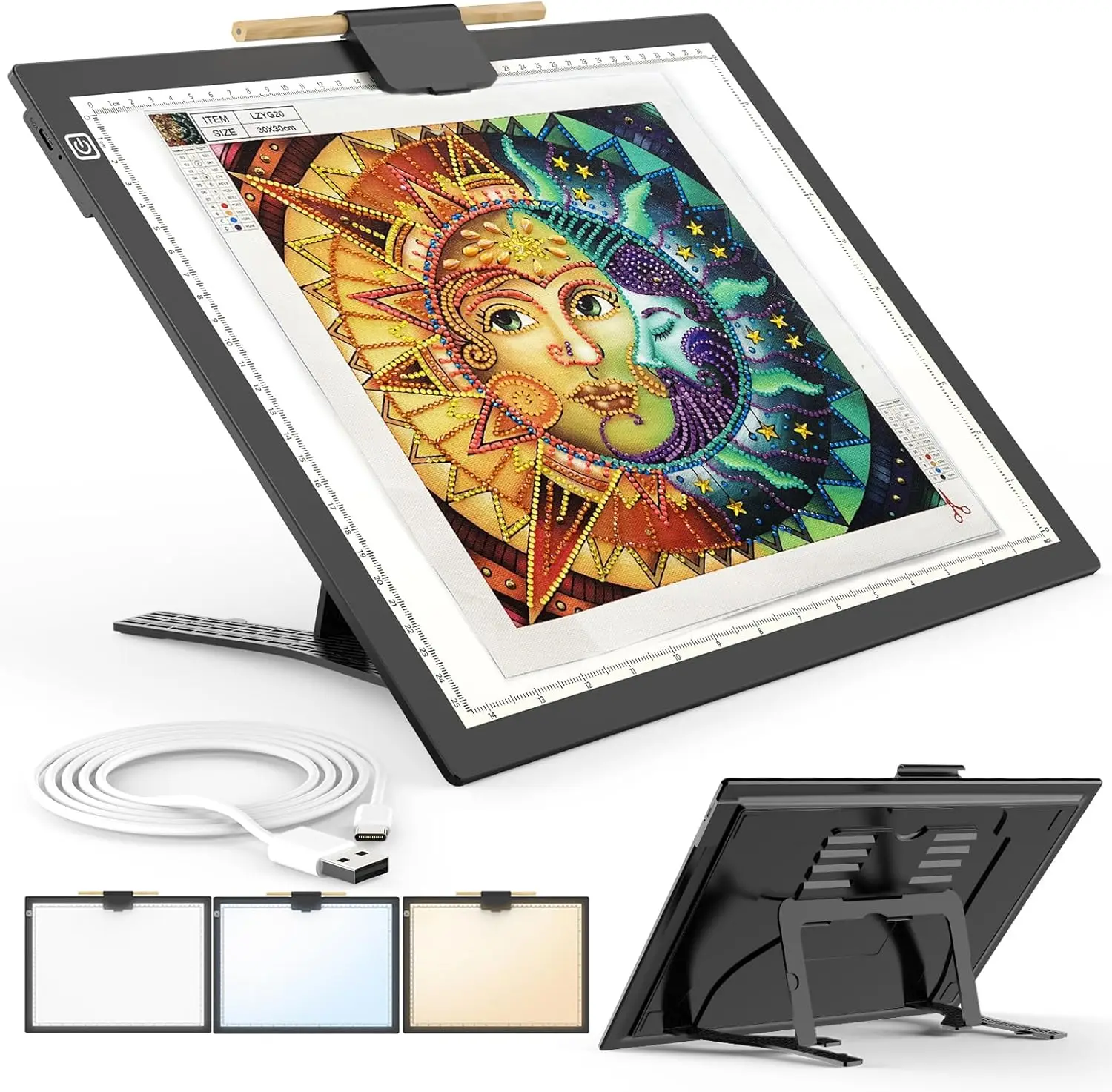 A3 Light Board for Diamond Painting, Rechargeable Battery Light Pad with 3 Colors & 6 Levels Adjustable Brightness for Drawing
A3 Light Board for Diamond Painting, Rechargeable Battery Light Pad with 3 Colors & 6 Levels Adjustable Brightness for Drawing