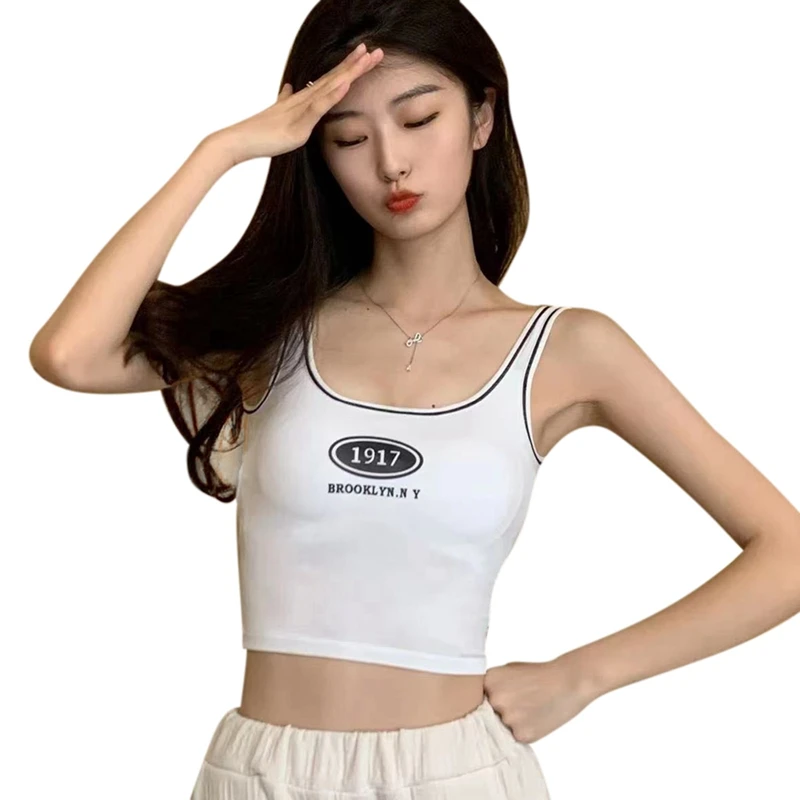 Spaghetti Strap Crop Top Women Letter Printed Basic Cami Female Sleeveless Tank Tops
Spaghetti Strap Crop Top Women Letter Printed Basic Cami Female Sleeveless Tank Tops