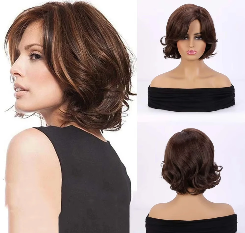 Synthetic Curly Short Wigs with Bangs for Women Hairstyle Brown Color Fluffy Short Haircut Wig
Synthetic Curly Short Wigs with Bangs for Women Hairstyle Brown Color Fluffy Short Haircut Wig