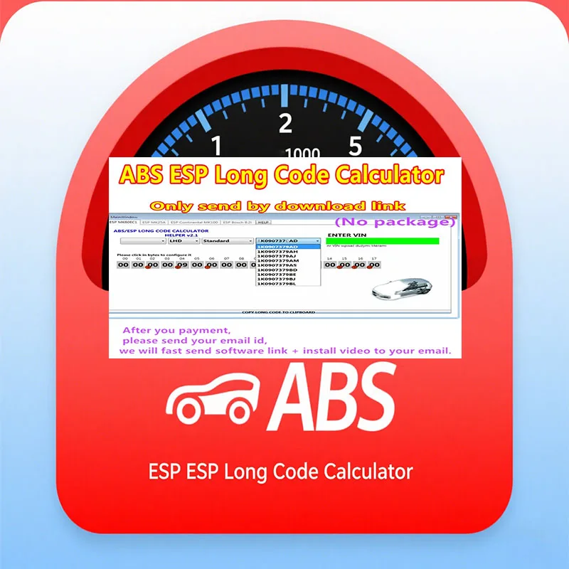 Hot ABS ESP Long Code Calculator for Bo-sch ESP units Changes to Adaptations and Codes VAG VCDS VIN number Suports over 20 Cars
Hot ABS ESP Long Code Calculator for Bo-sch ESP units Changes to Adaptations and Codes VAG VCDS VIN number Suports over 20 Cars
