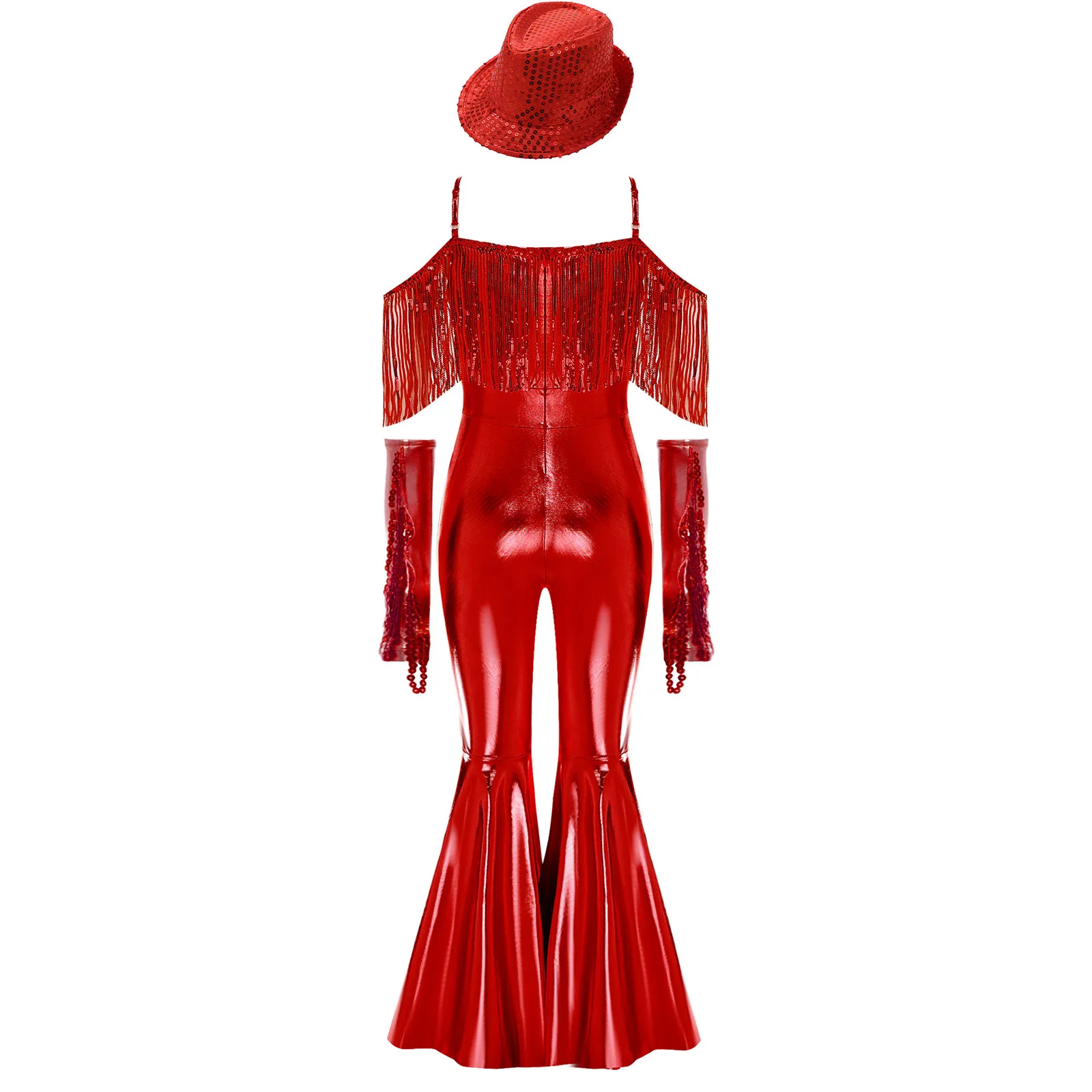 Kids Girls 70S Disco Party Romper Sparkly Sequin Tassels Jazz Dance Bodysuit Hippie Flared Bell Bottom Jumpsuit with Hat Costume
Kids Girls 70S Disco Party Romper Sparkly Sequin Tassels Jazz Dance Bodysuit Hippie Flared Bell Bottom Jumpsuit with Hat Costume