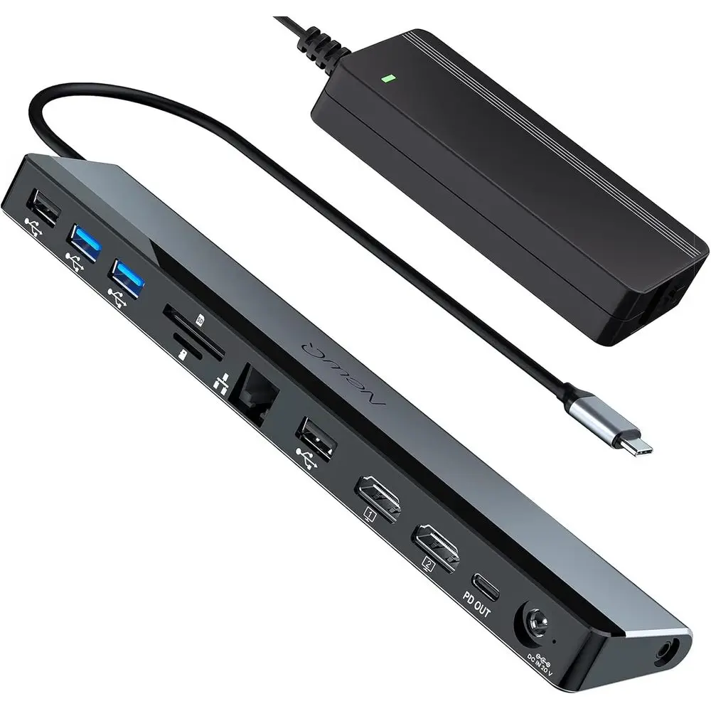 12-in-1 Thunderbolt 3 Docking Station: Dual 4K Monitors, 4 USB Ports, Audio, Ethernet, SD/T Card Slot, 18W Power Delivery
12-in-1 Thunderbolt 3 Docking Station: Dual 4K Monitors, 4 USB Ports, Audio, Ethernet, SD/T Card Slot, 18W Power Delivery