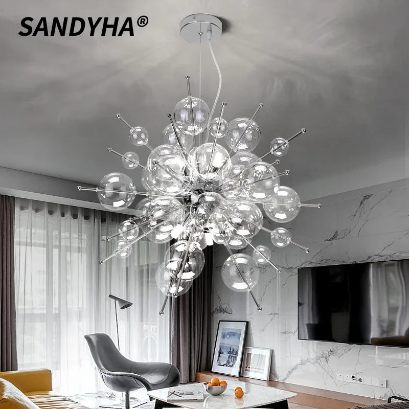 SANDYHA Modern Minimalist Iron Pendant Light Glass Ball Hanging Chandeliers for Living Room Decor Dining Table Lighting Fixtures
SANDYHA Modern Minimalist Iron Pendant Light Glass Ball Hanging Chandeliers for Living Room Decor Dining Table Lighting Fixtures